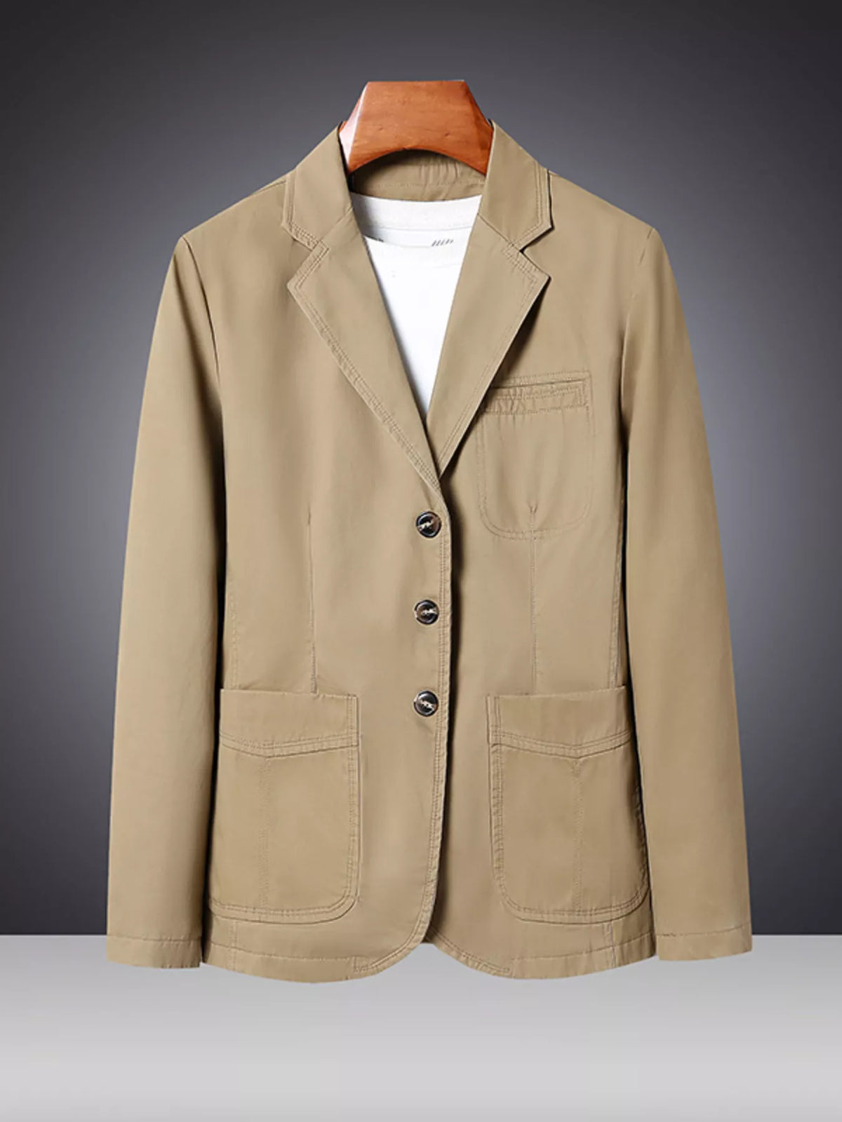 Men's Plus Size Lapel Collar Long Sleeve Blazer - Lilixa.store