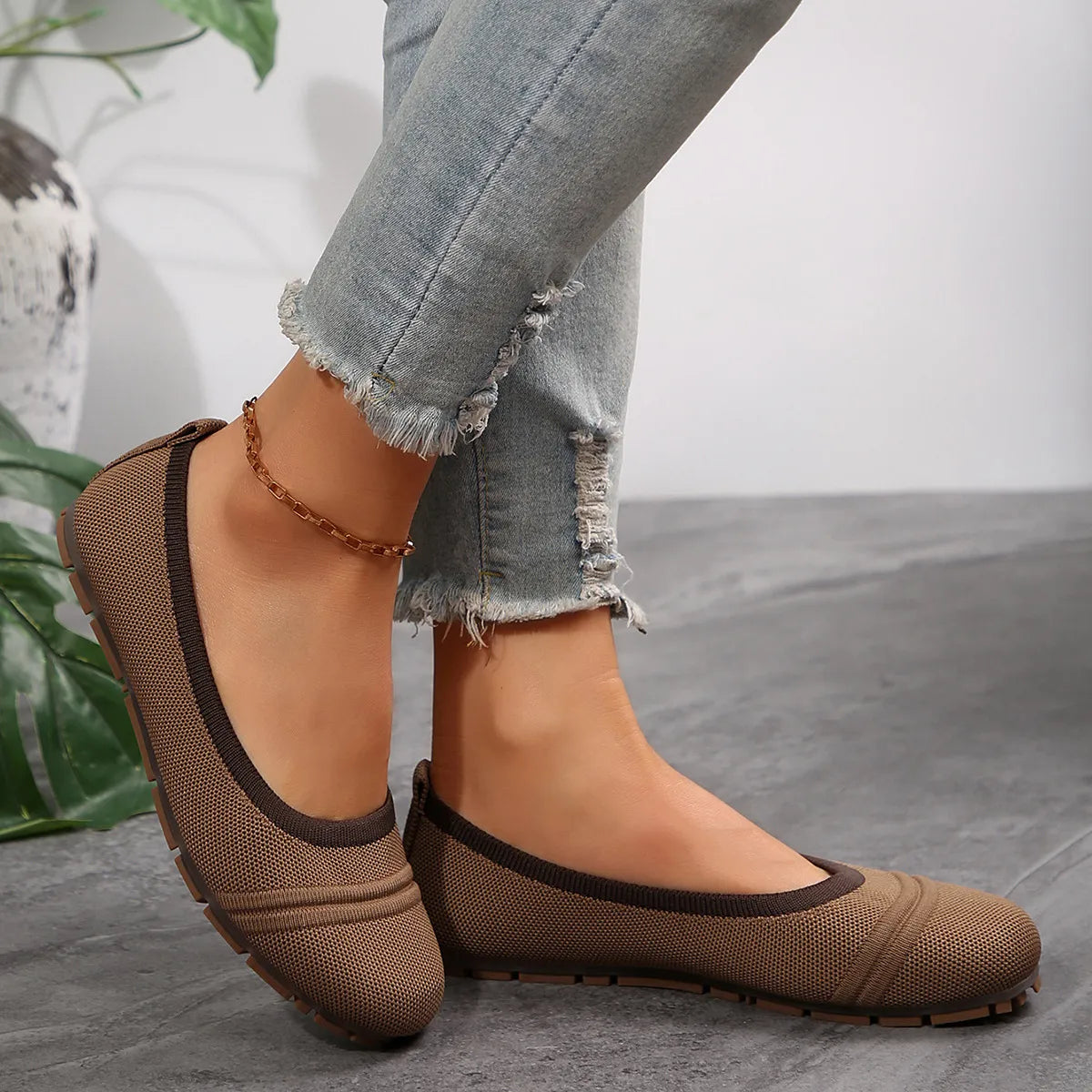 Mesh Round Toe Flat Slip-Ons, view 7