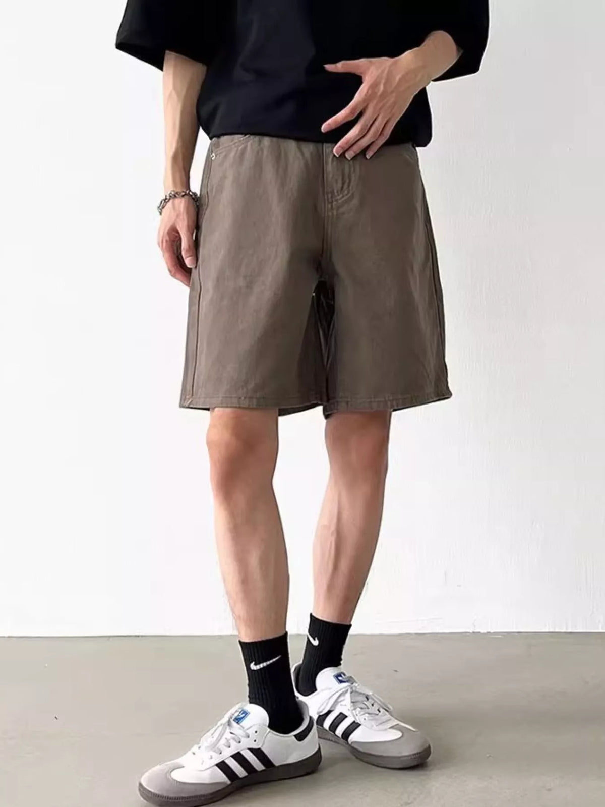Men's Full Size Back Elastic Waistband Shorts Plus Size, view 2