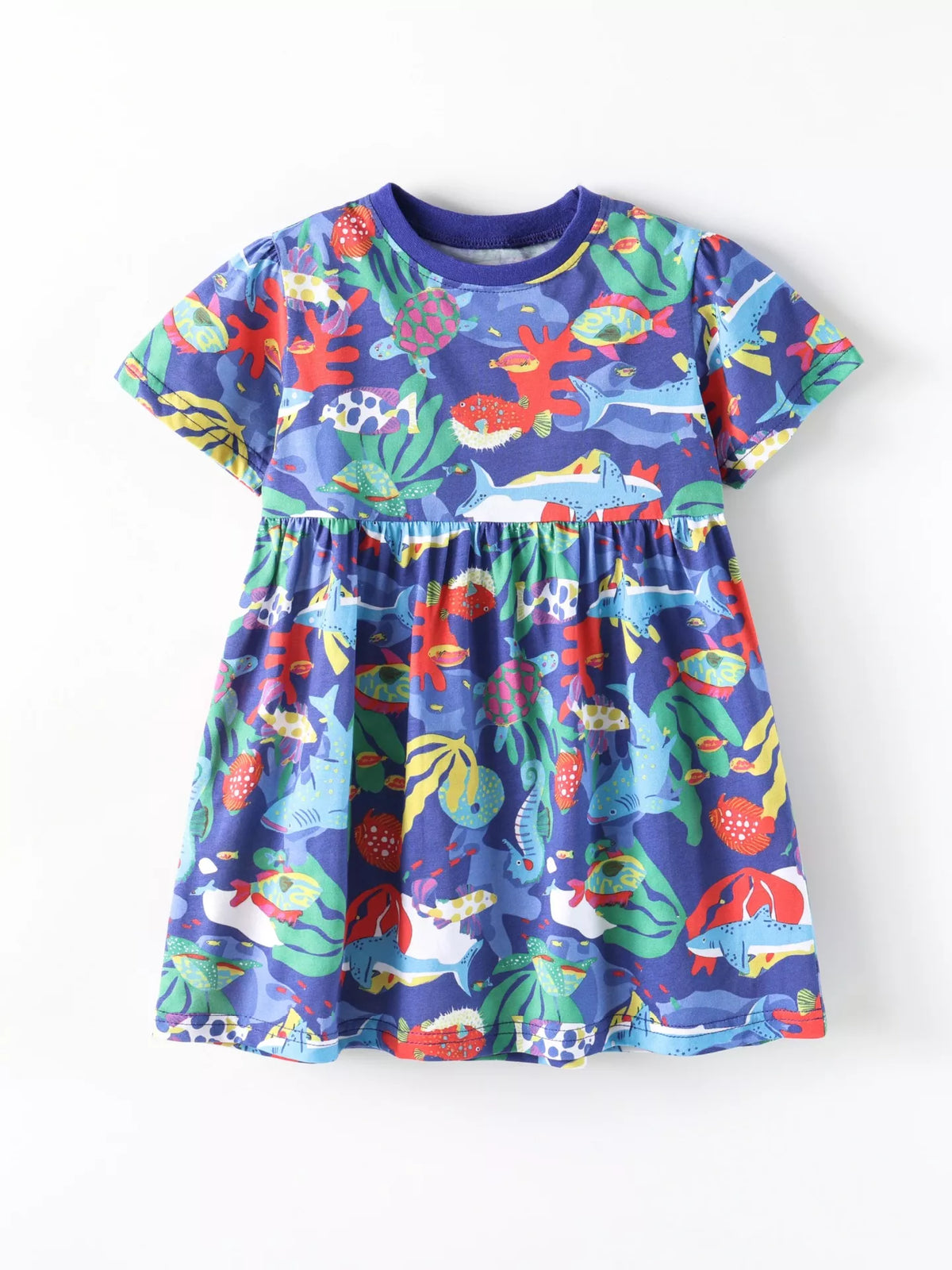 Children's Marine Life Print A-Line Dress - Lilixa.store