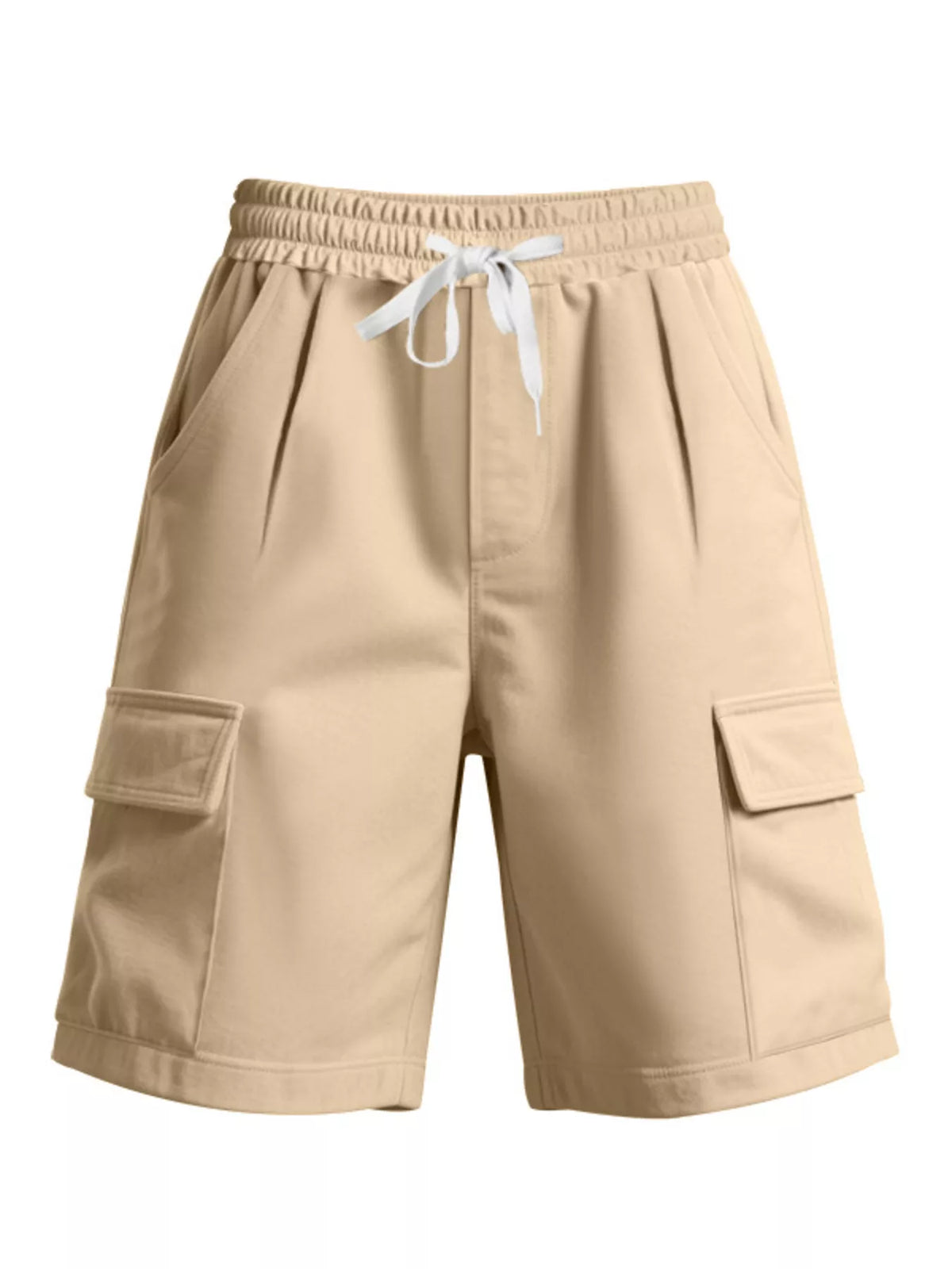 Men's Full Size Drawstring Pocketed Shorts Plus Size in Khaki