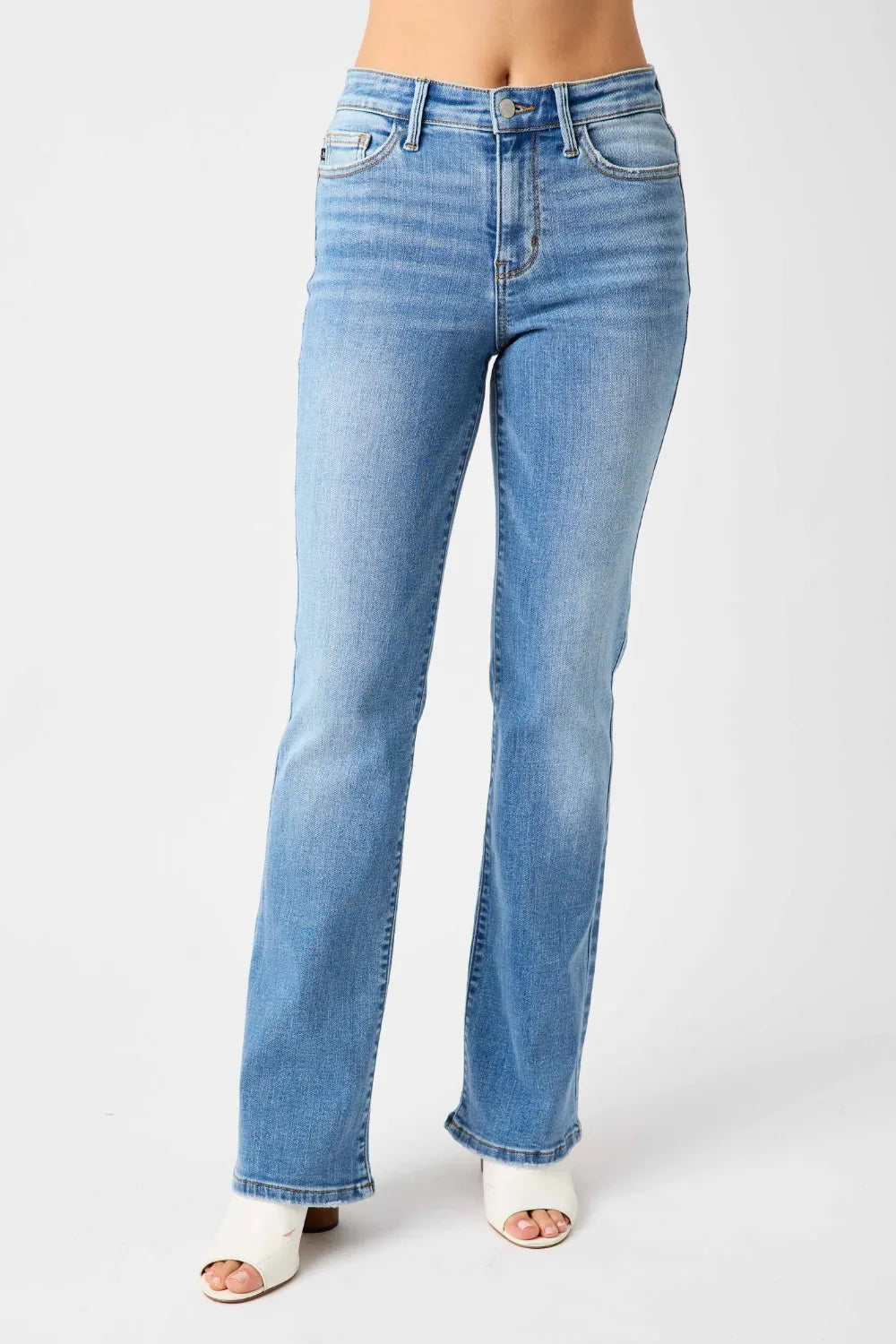 Judy Blue Full Size Mid-Rise Waist Straight Jeans Plus Size - Lilixa.store