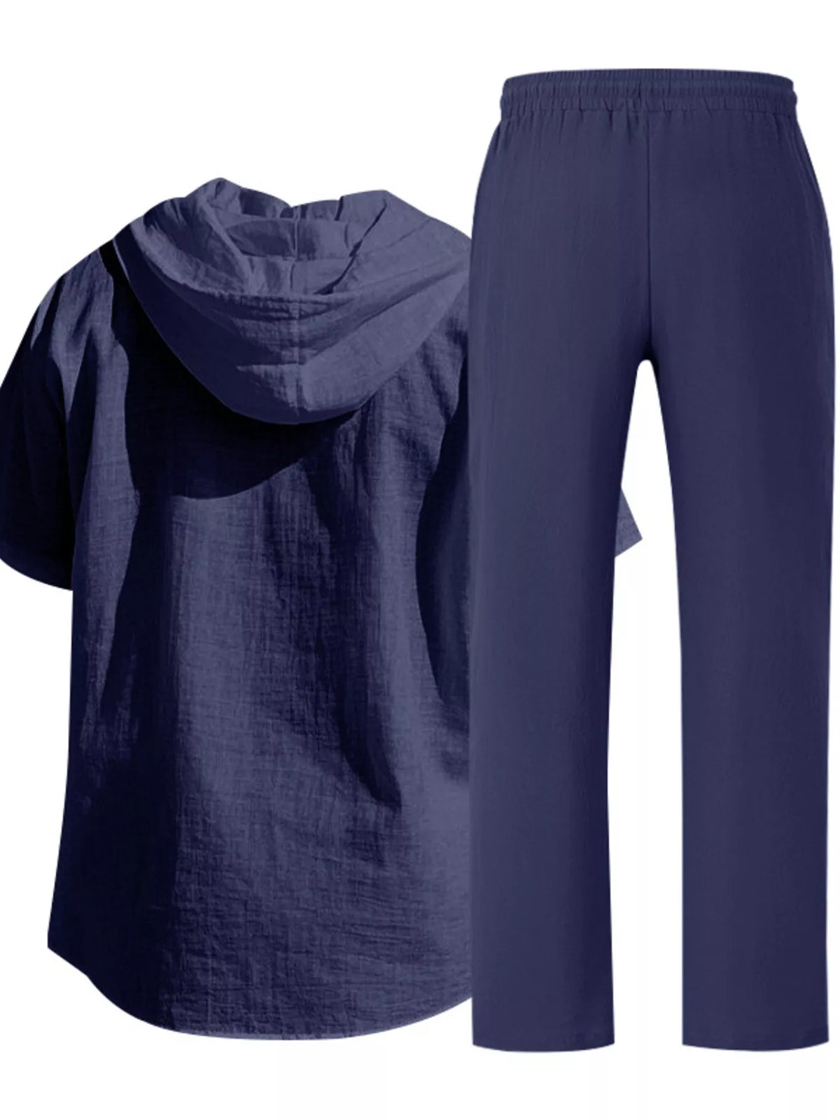 Men's Full Size Casual Hooded Short Sleeve Shirt and Pants Two-Piece Set Plus Size - Lilixa.store