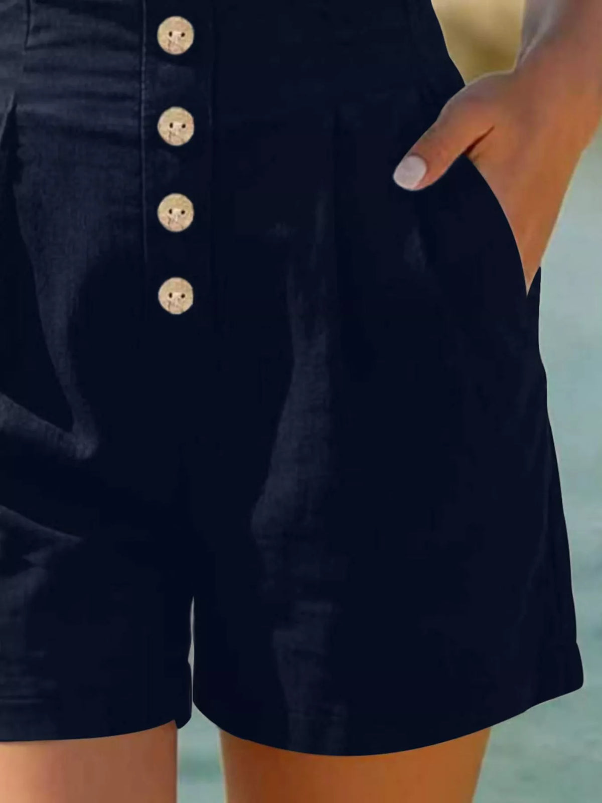 Button Fly High Waist Shorts, view 20