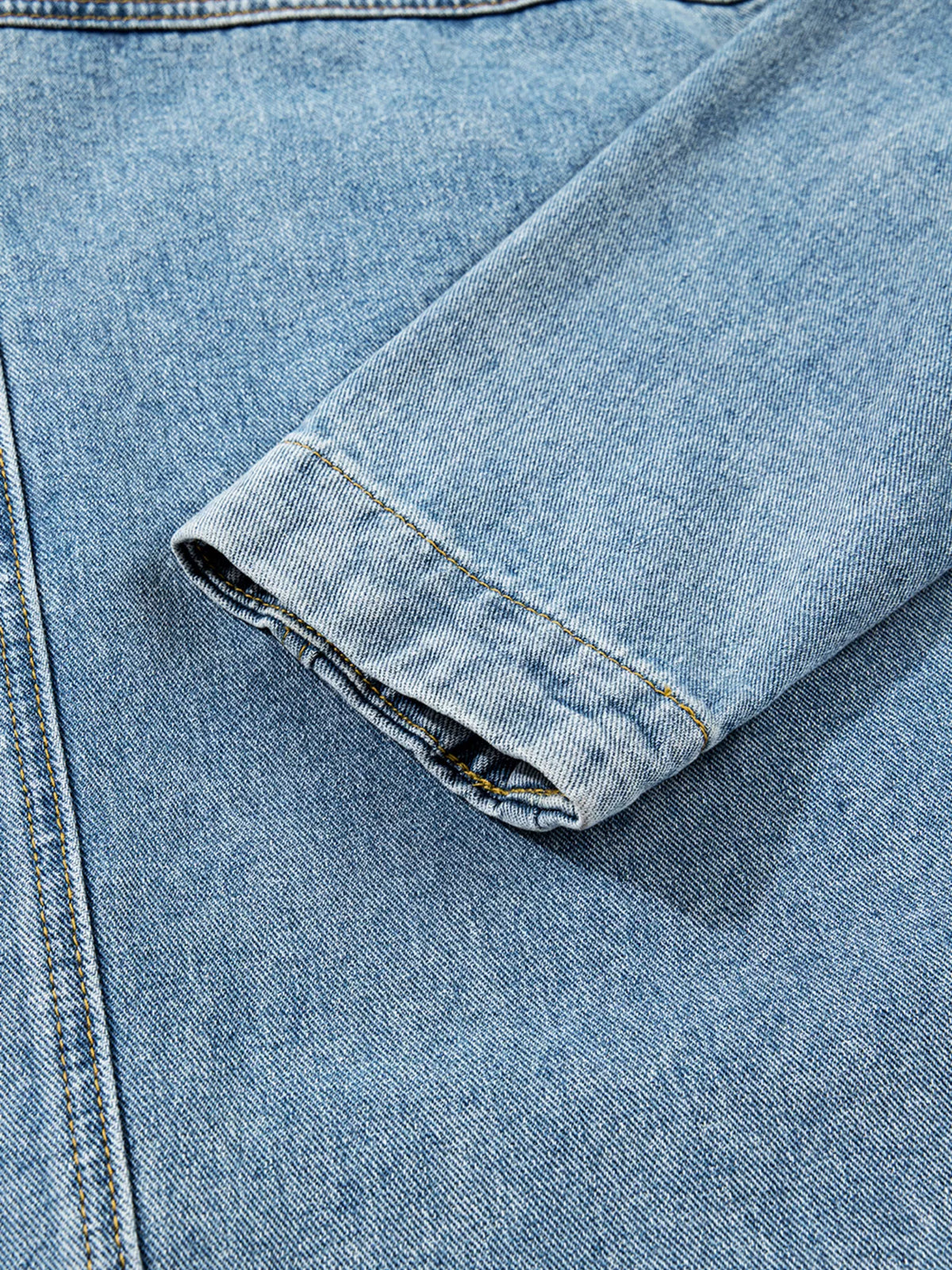 Patched Pockets Side Tie Denim Jacket, view 9