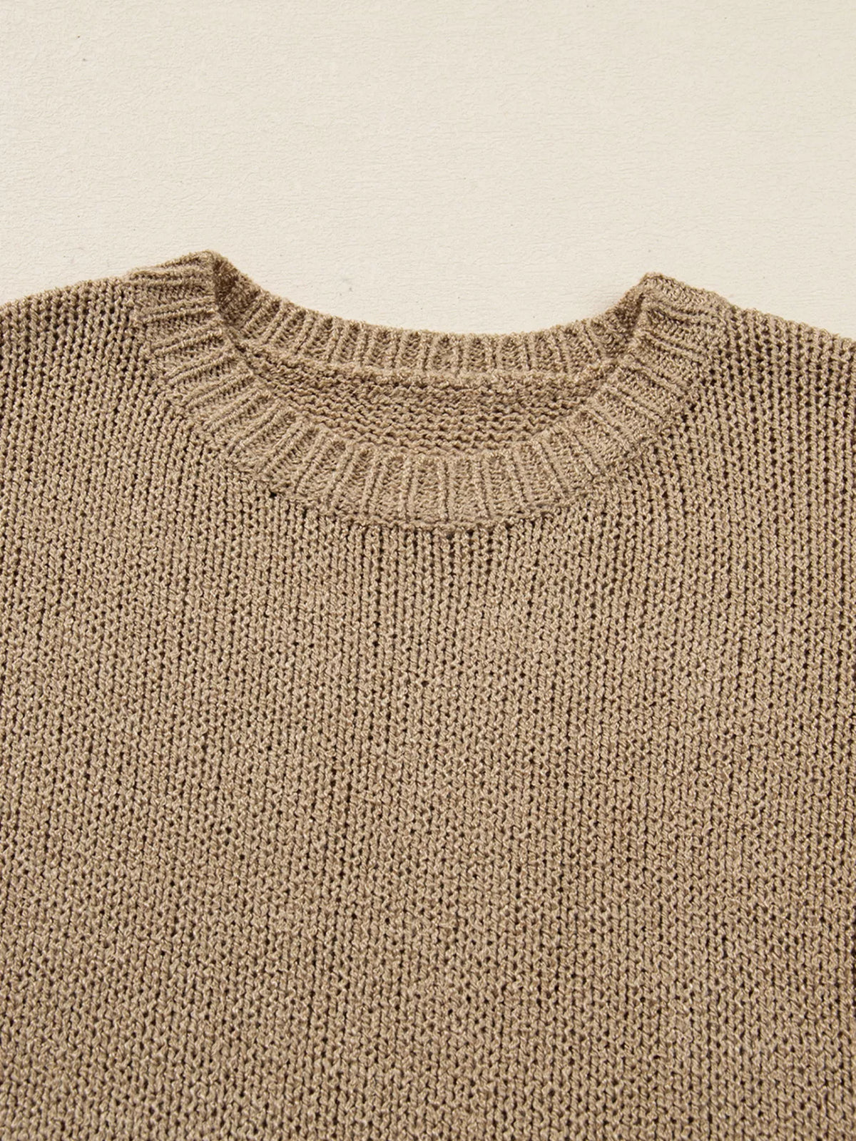 Oversize Drop Shoulder Slouchy Sweater Dress in Camel, view 7