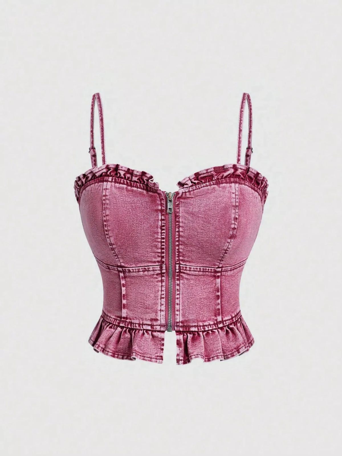 Sweetheart Neck Denim Cami in Pink