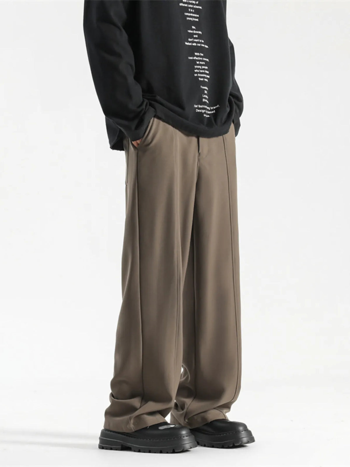Men's Full Size Wide Leg Pants Plus Size in Coffee