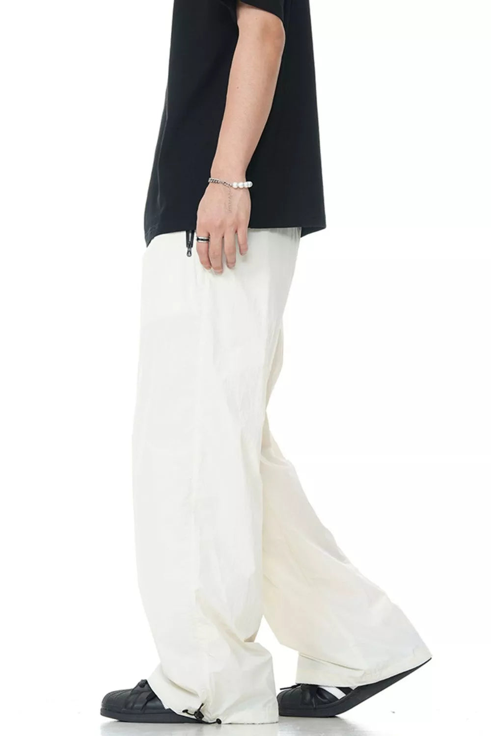 Men's Wide Leg Lightweight Casual Pants in Cream, view 2