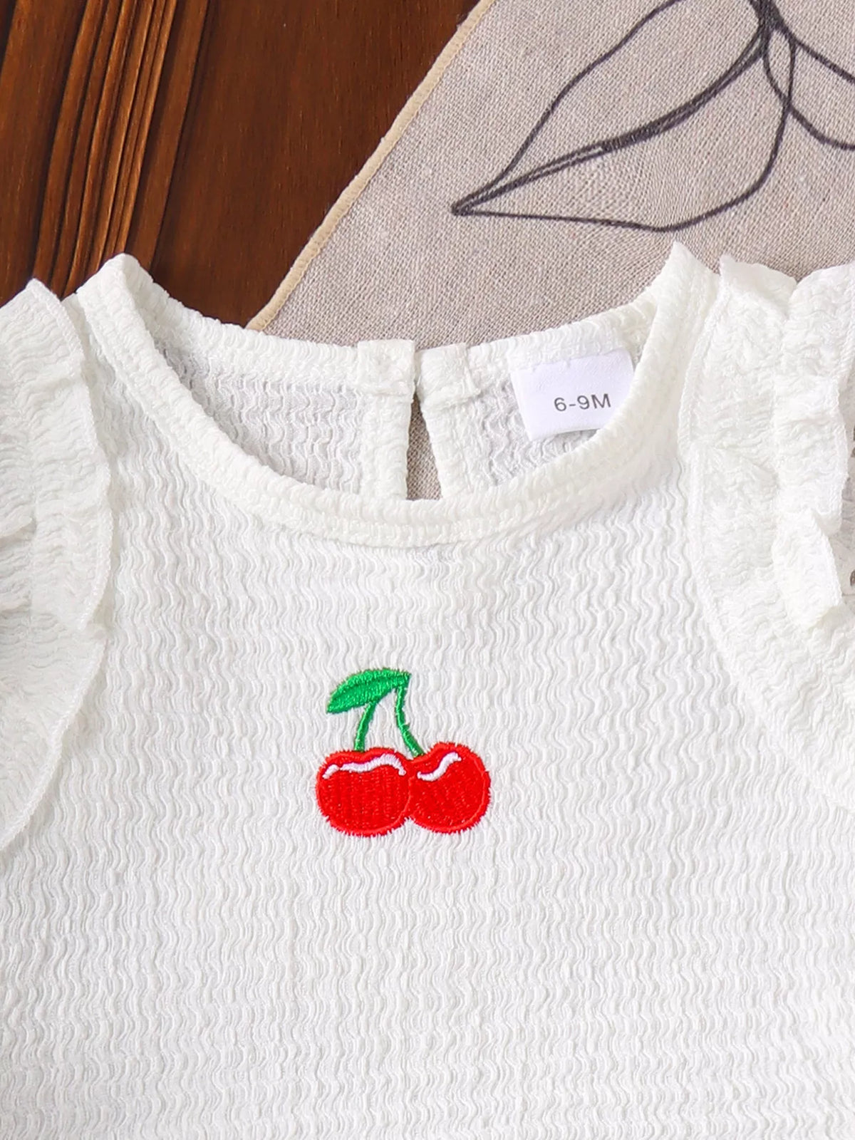 Children's Cherry Embroidered Top and Denim Shorts Set - Lilixa.store