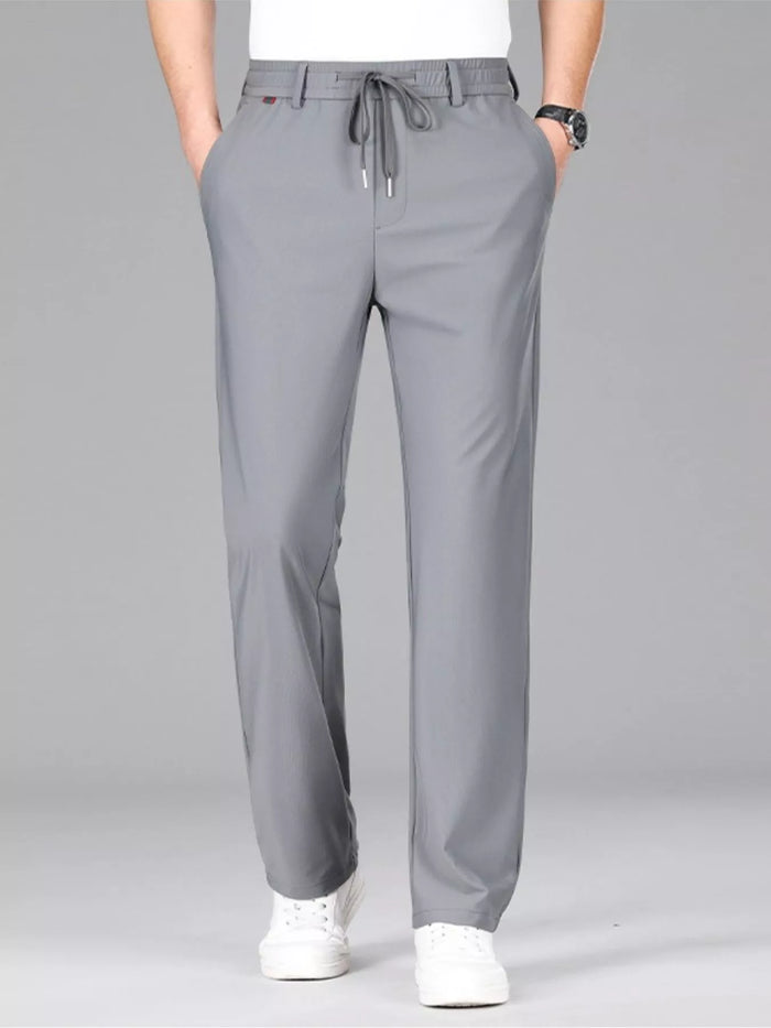 Men's Plus Size Lightweight Drawstring Casual Pants in Grey