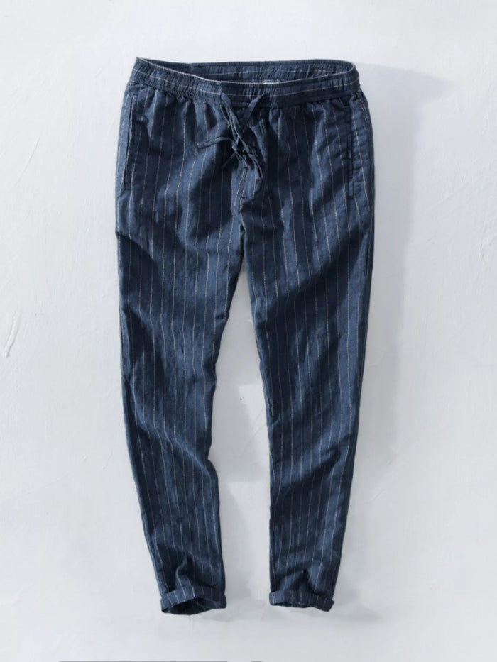 Men's Striped Casual Pants in Royal Blue