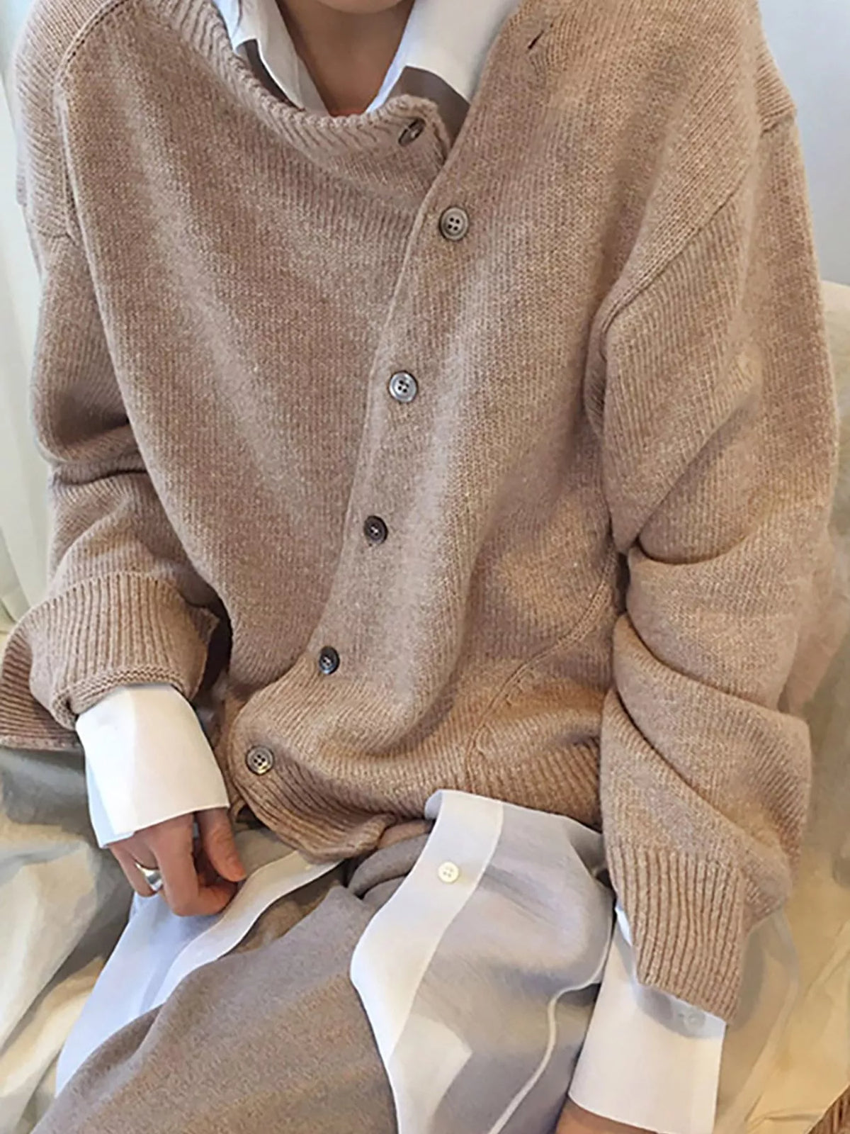 Asymmetric Button-Down Sweater