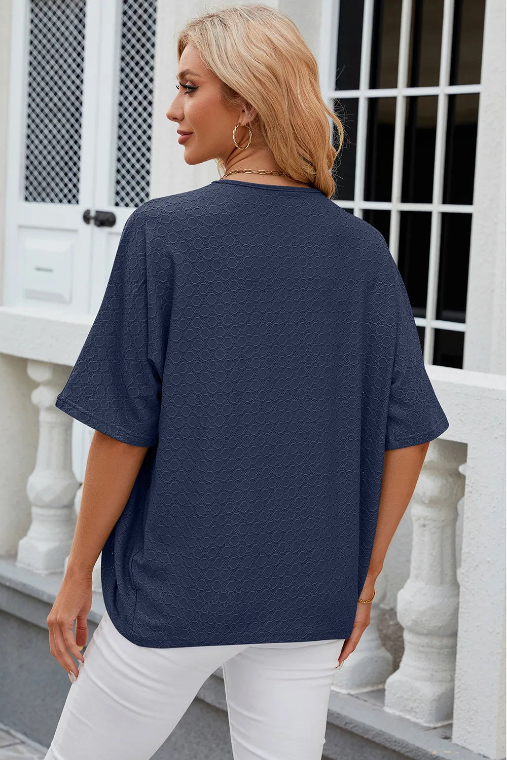 Eyelet Open Front Half Sleeve Cardigan - Lilixa.store