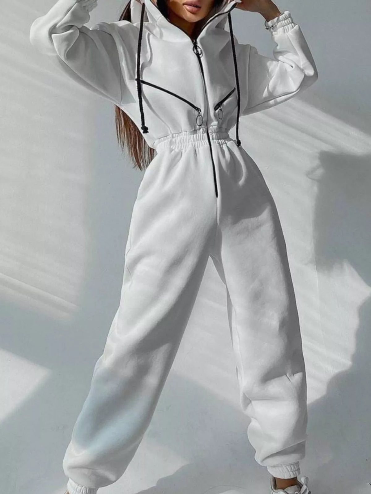Hooded Zip-Up Long Sleeve Jumpsuit - Lilixa.store