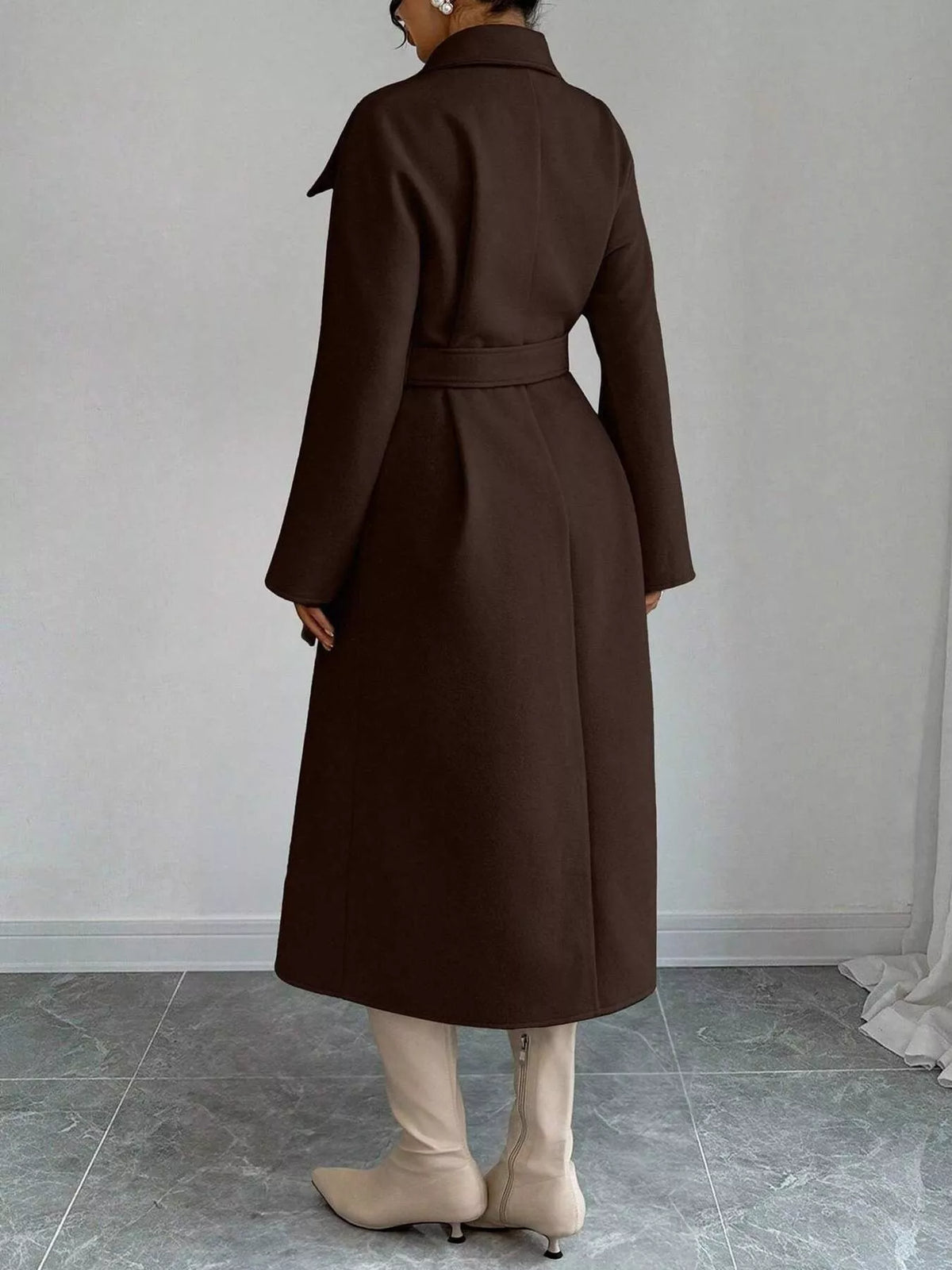 Double-Breasted Longline Coat - Lilixa.store