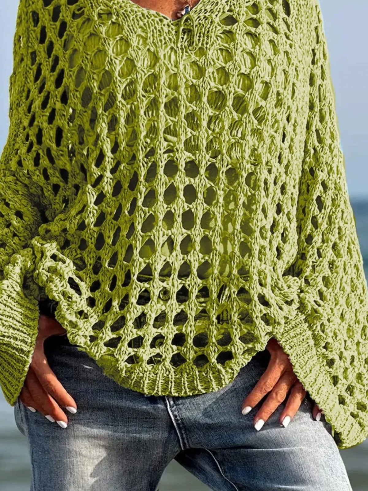 Crochet Long Sleeve Knit Cover Up - Lilixa.store