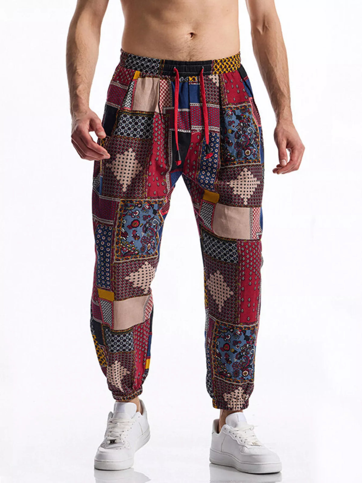 Men's Full Size Printed Drawstring Casual Pants Plus Size - Lilixa.store