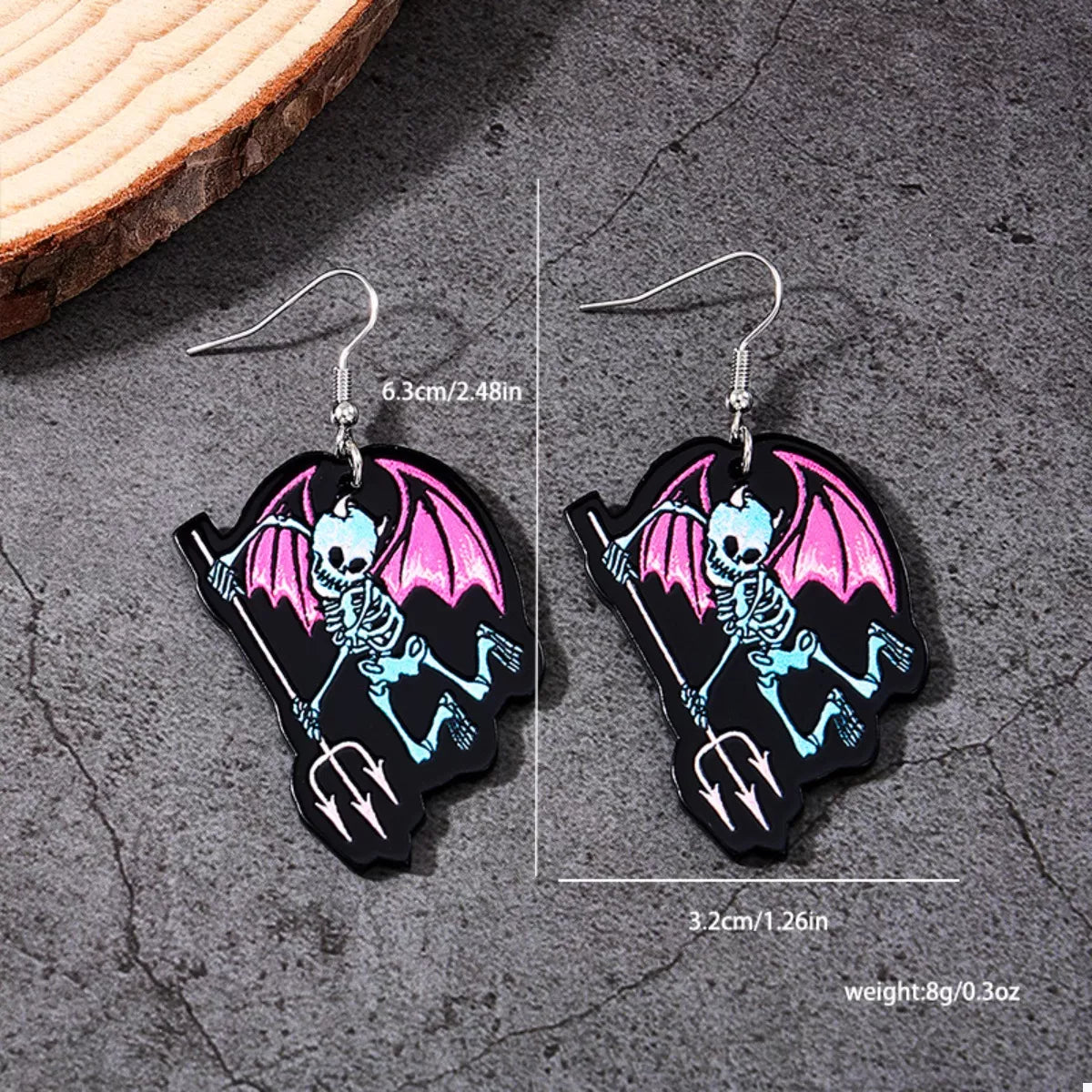 Halloween Spooky Skeleton Devil Wing Dangle Earrings - Lilixa.store