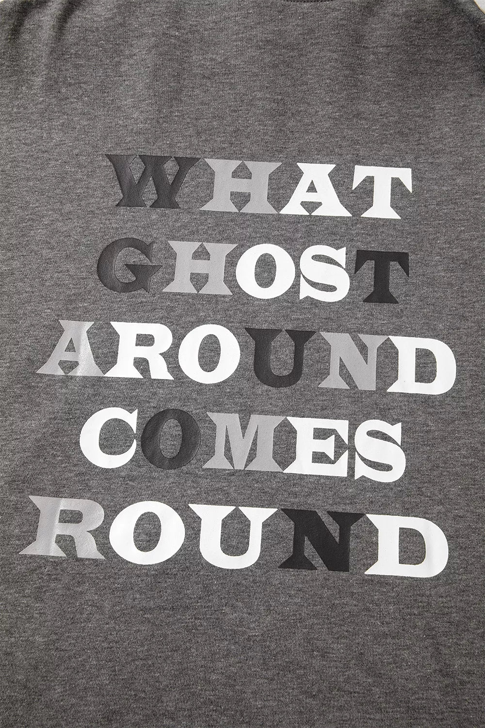 Halloween Ghost Print Mineral Wash Oversize Hoodie - Lilixa.store