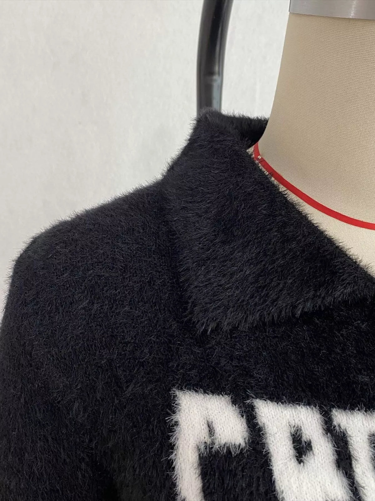 Fuzzy Letter Zip-Up Cardigan, view 11