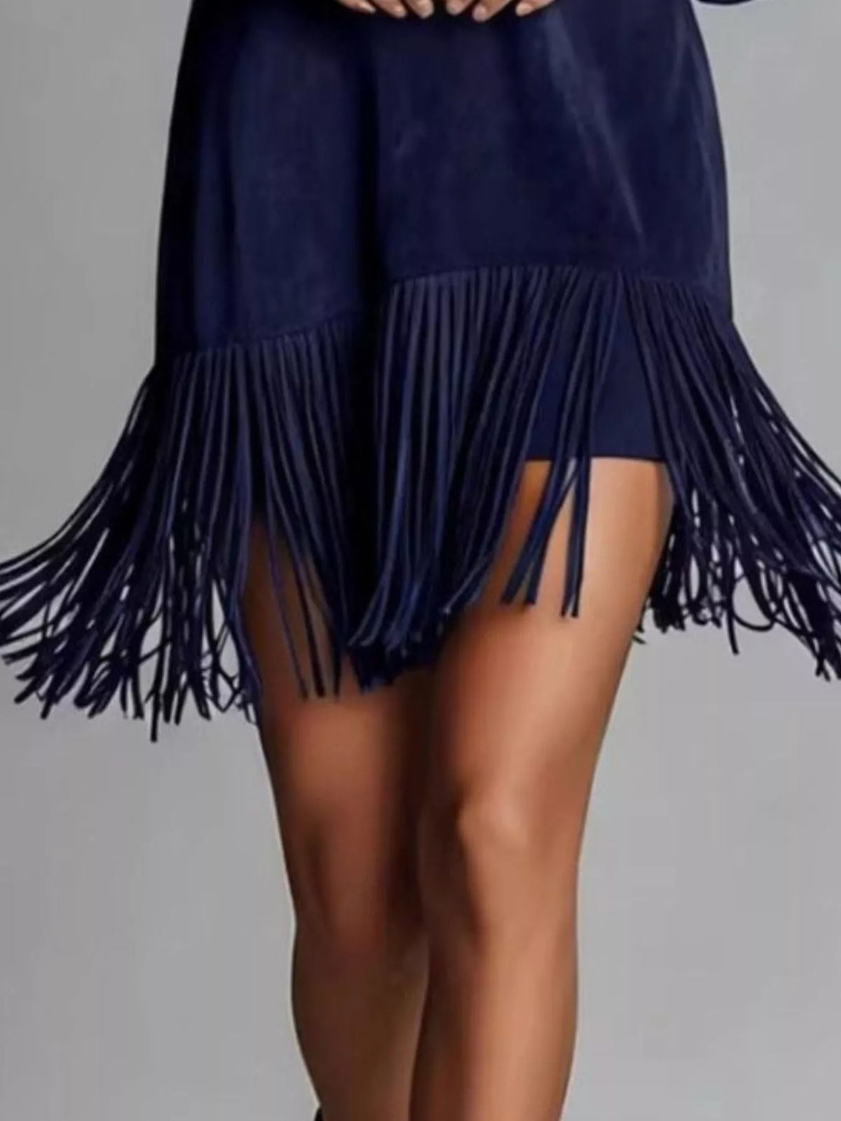 Fringed Lantern Sleeve Dress - Lilixa.store