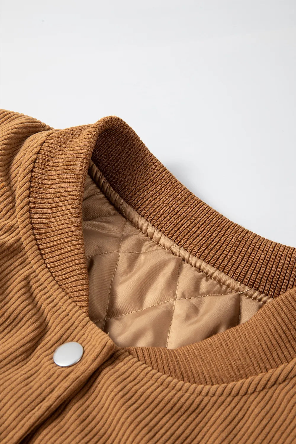 Contrast Baseball Collar Snap Down Long Sleeve Jacket, view 16
