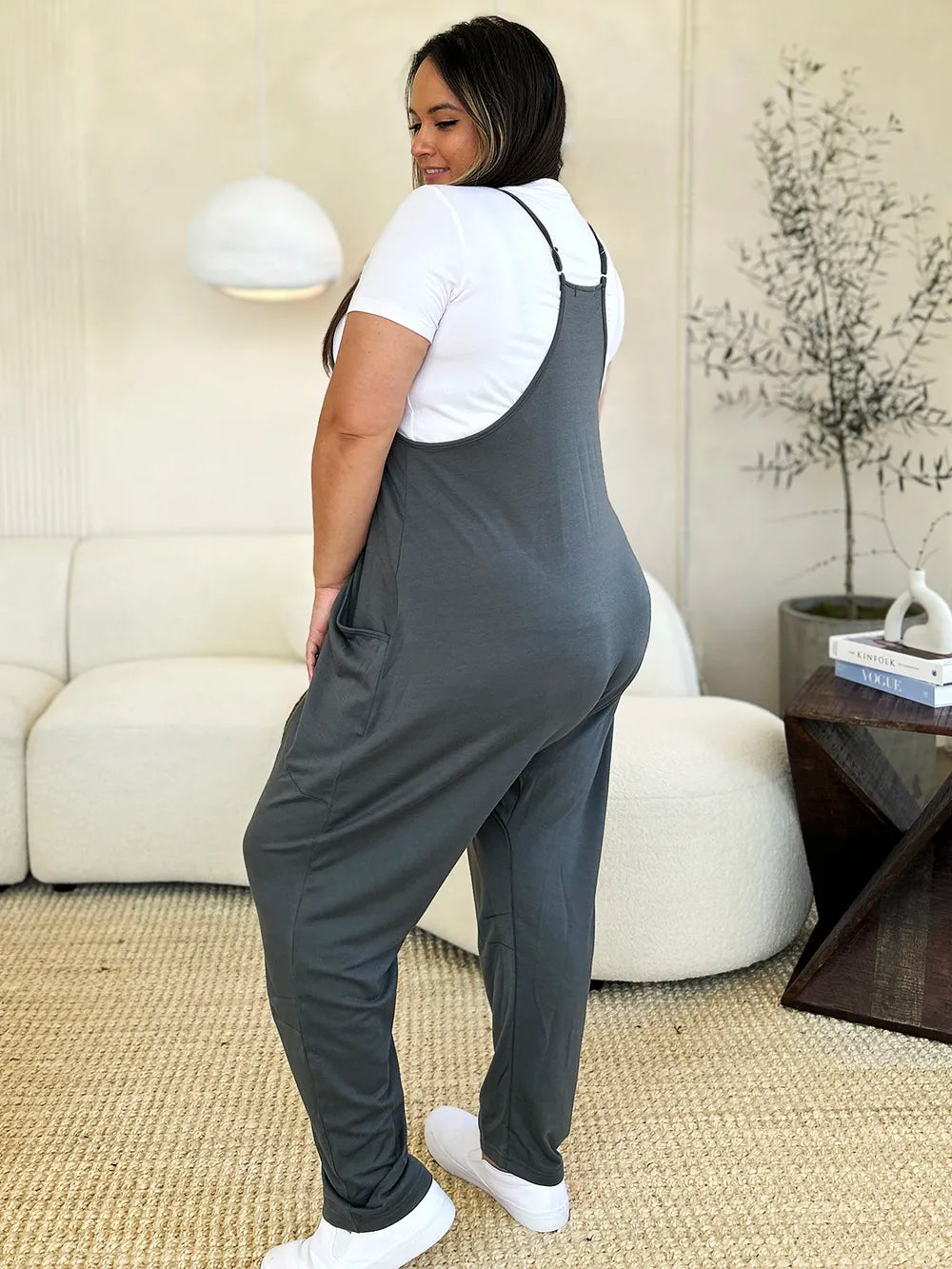 Double Take Full Size Sleeveless V-Neck Pocketed Jumpsuit - Lilixa.store