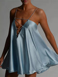 Rhinestone Embellished Plunge Mini Dress - Lilixa.store