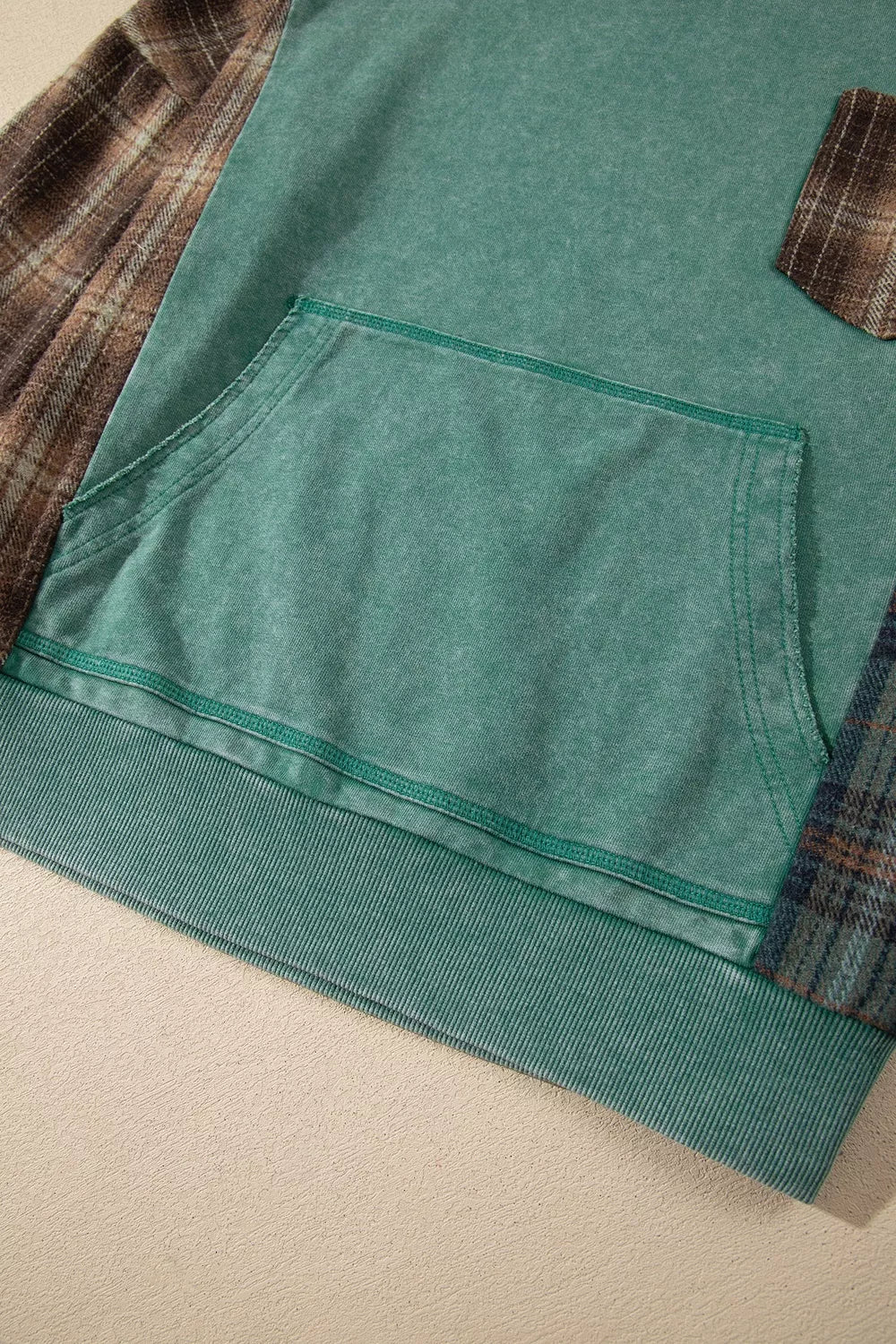 Plaid Kangaroo Pocket Hoodie