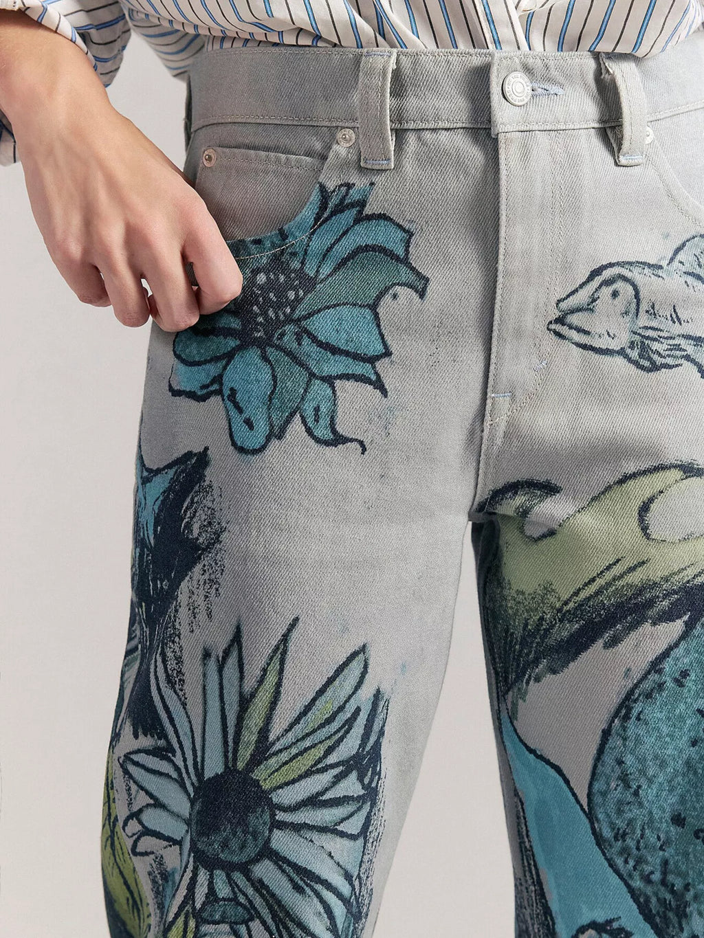 Printed Wide Leg Jeans - Lilixa.store