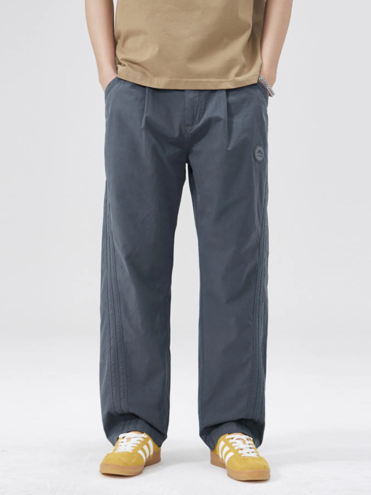 Men's Full Size Wide Leg Casual Pants Plus Size in Gray Blue