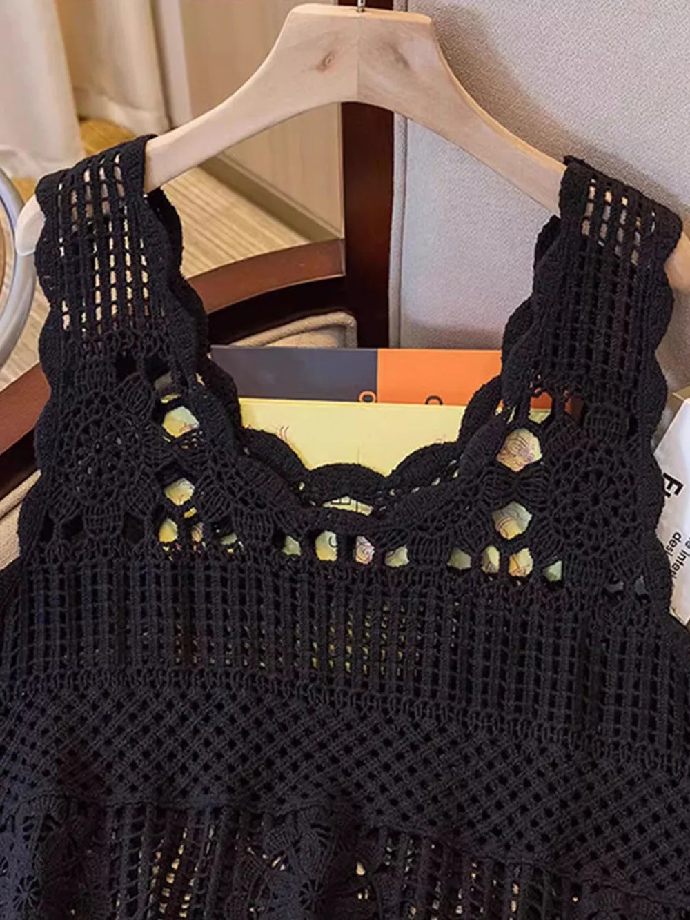 Openwork Scoop Neck Tank - Lilixa.store
