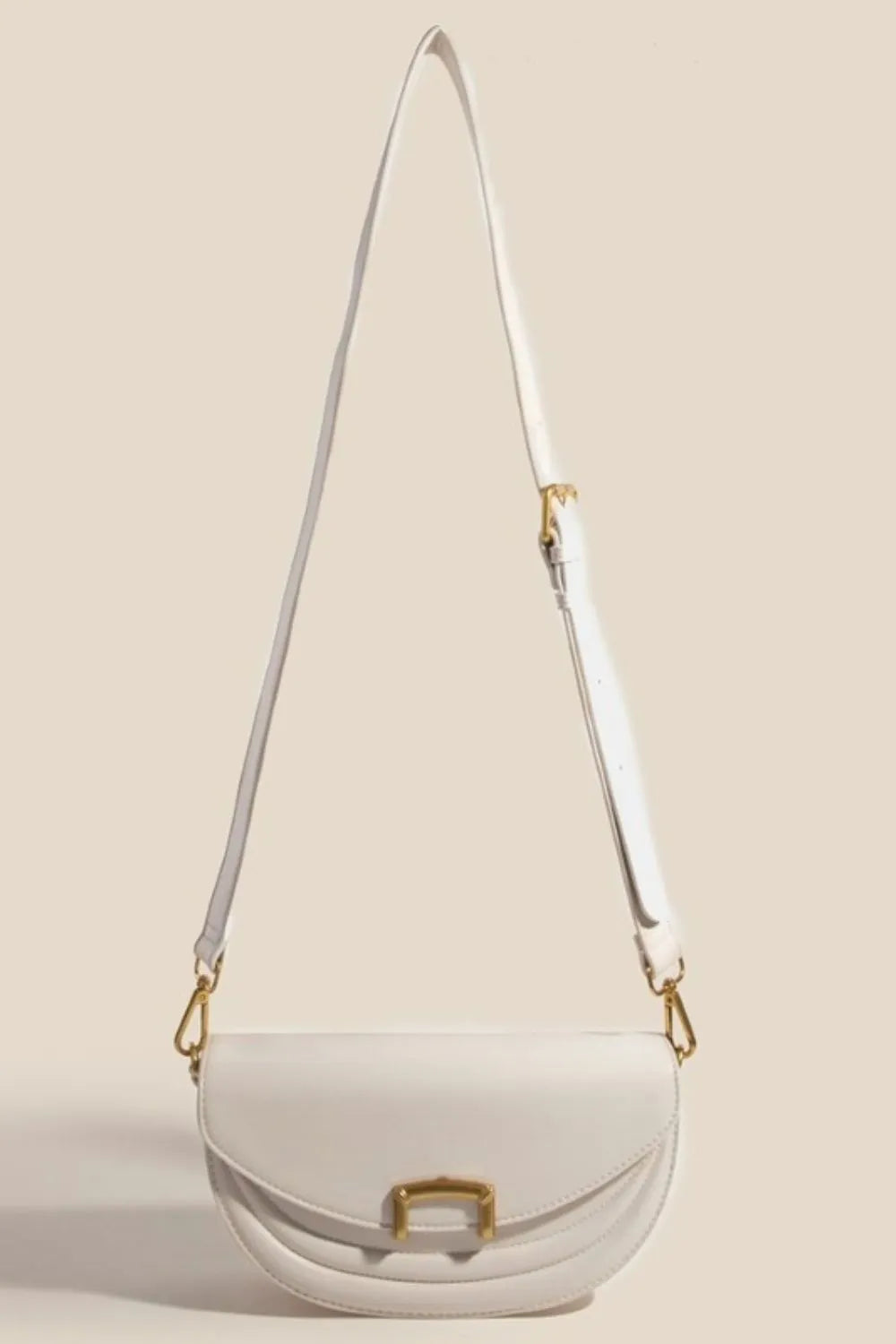 Fame Buckle Closure Crescent Faux Leather Crossbody Bag - Lilixa.store