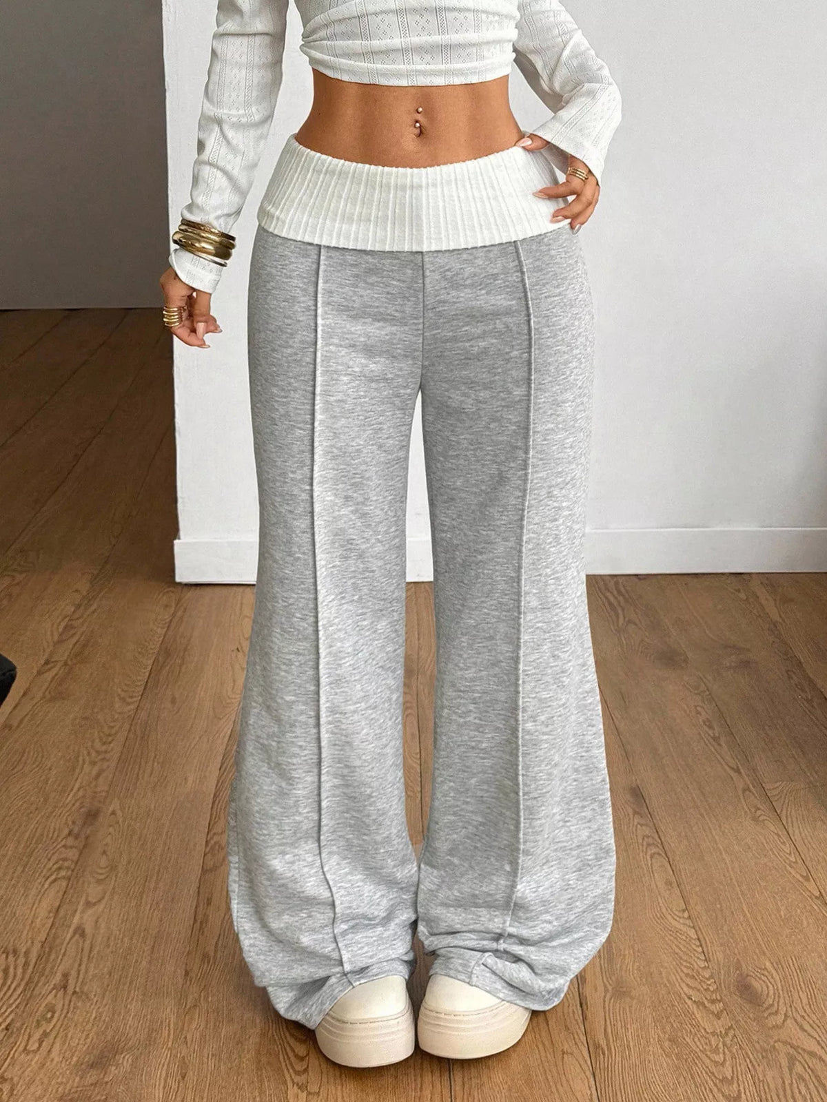 Ribbed Waistband Wide-Leg Pants - Lilixa.store