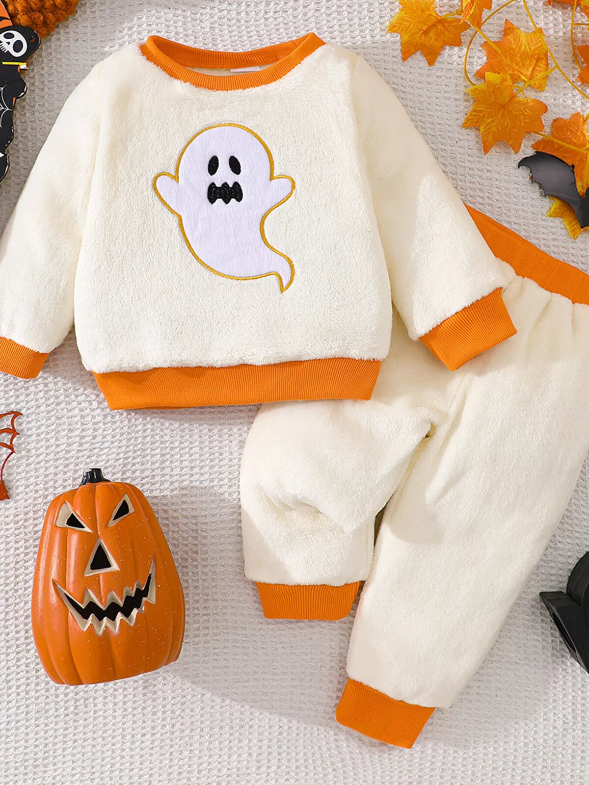 Children's Halloween Ghost Pattern Top and Pants Set - Lilixa.store