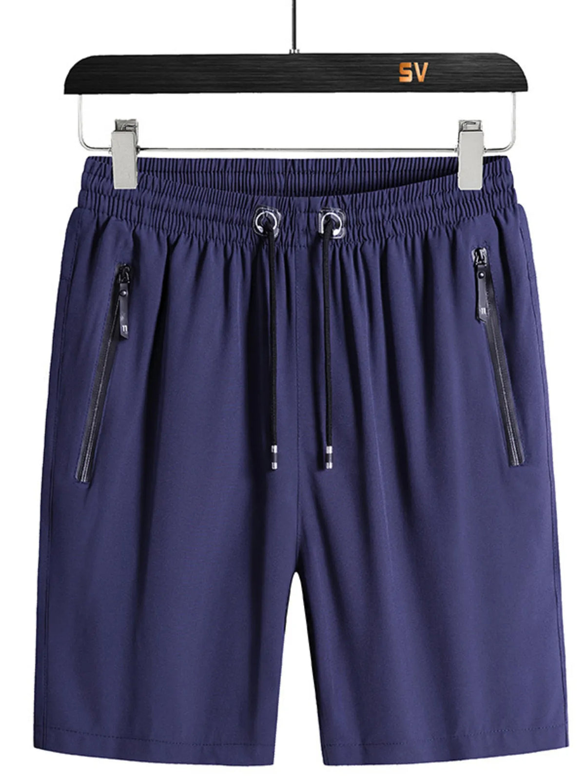 Men's Plus Size Casual Zipper Pocket Shorts in Blue