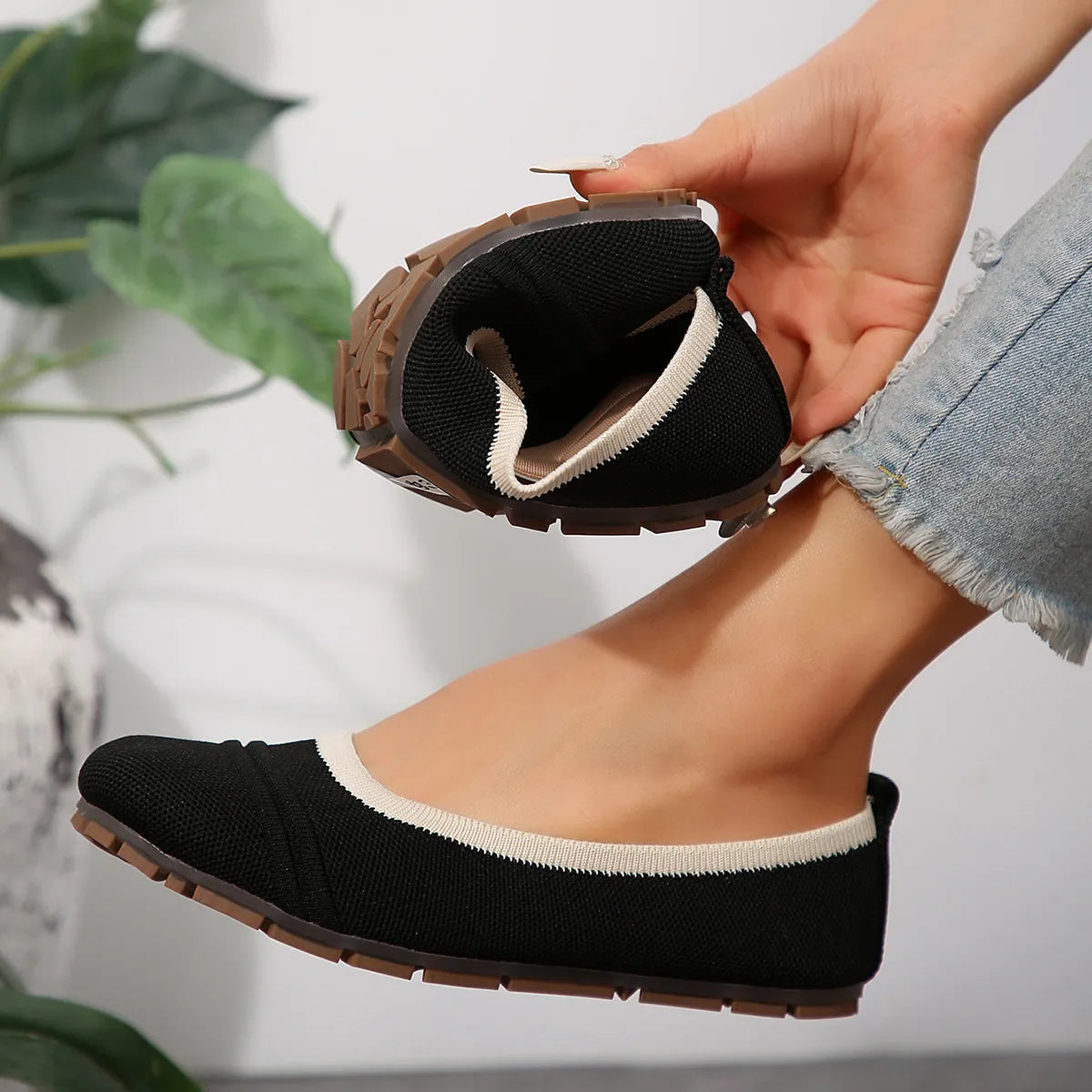 Mesh Round Toe Flat Slip-Ons, view 2