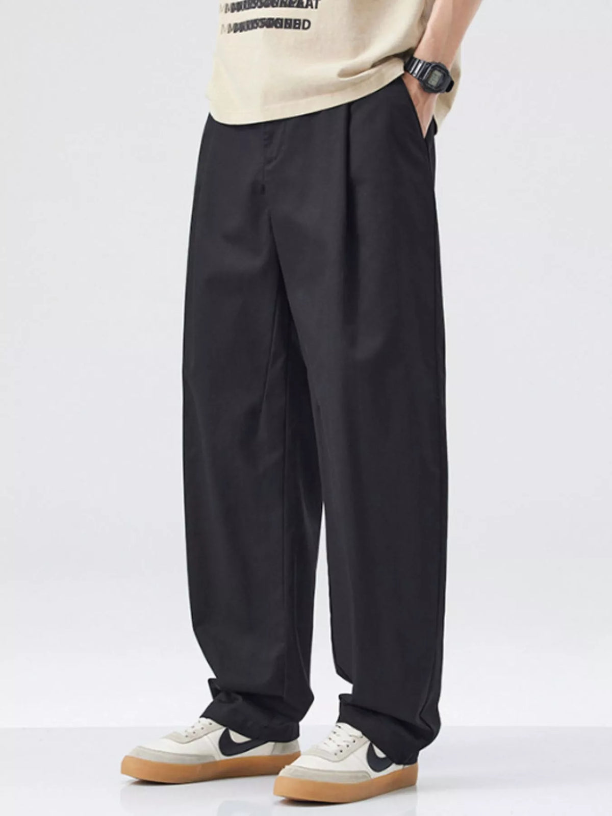 Men's Wide Leg Casual Pants in Black