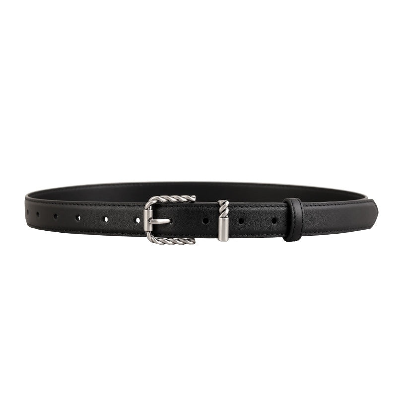 Leather Belt with Twisted Buckle - Lilixa.store