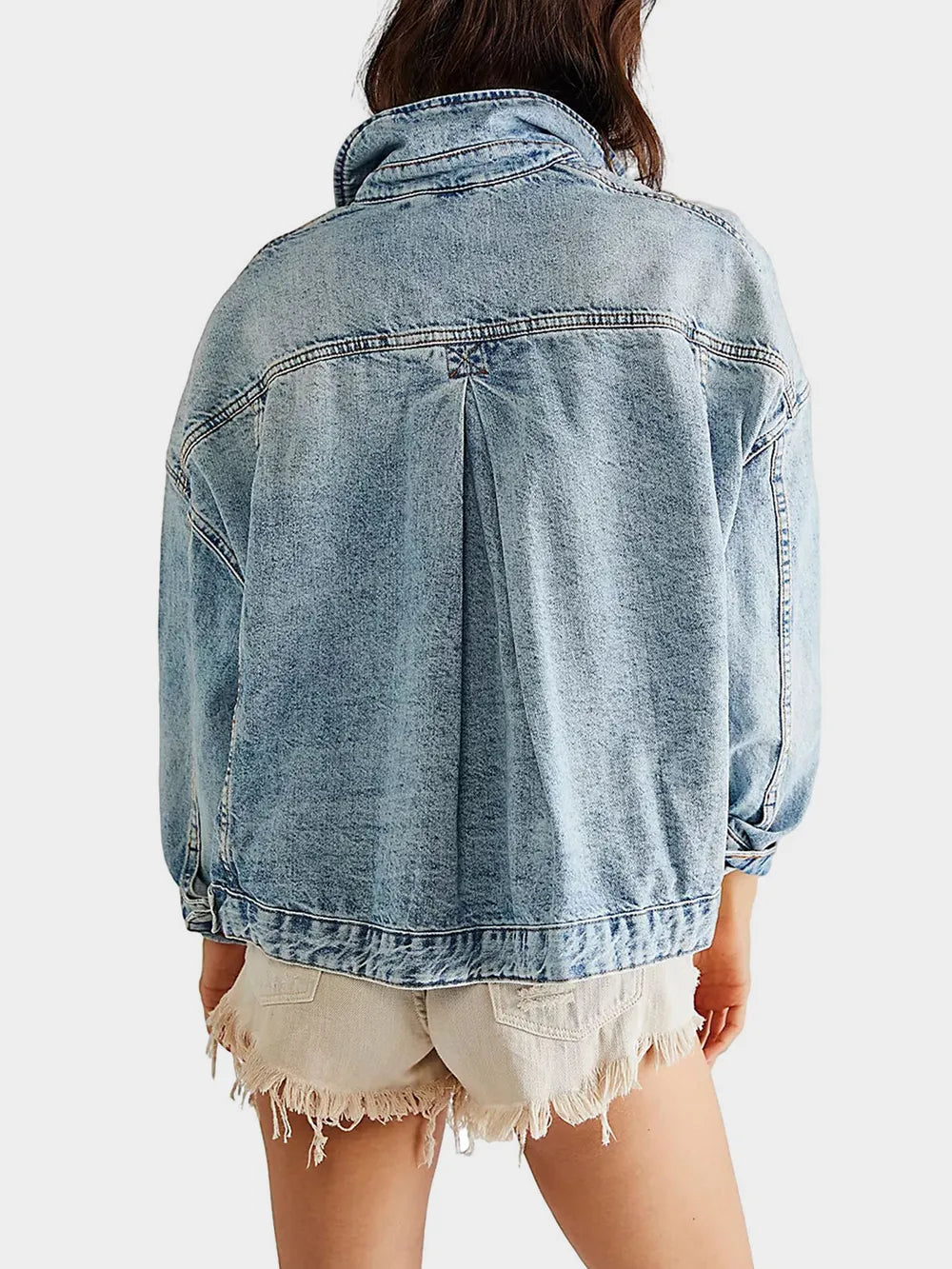 Button Up Long Sleeve Denim Jacket, view 2