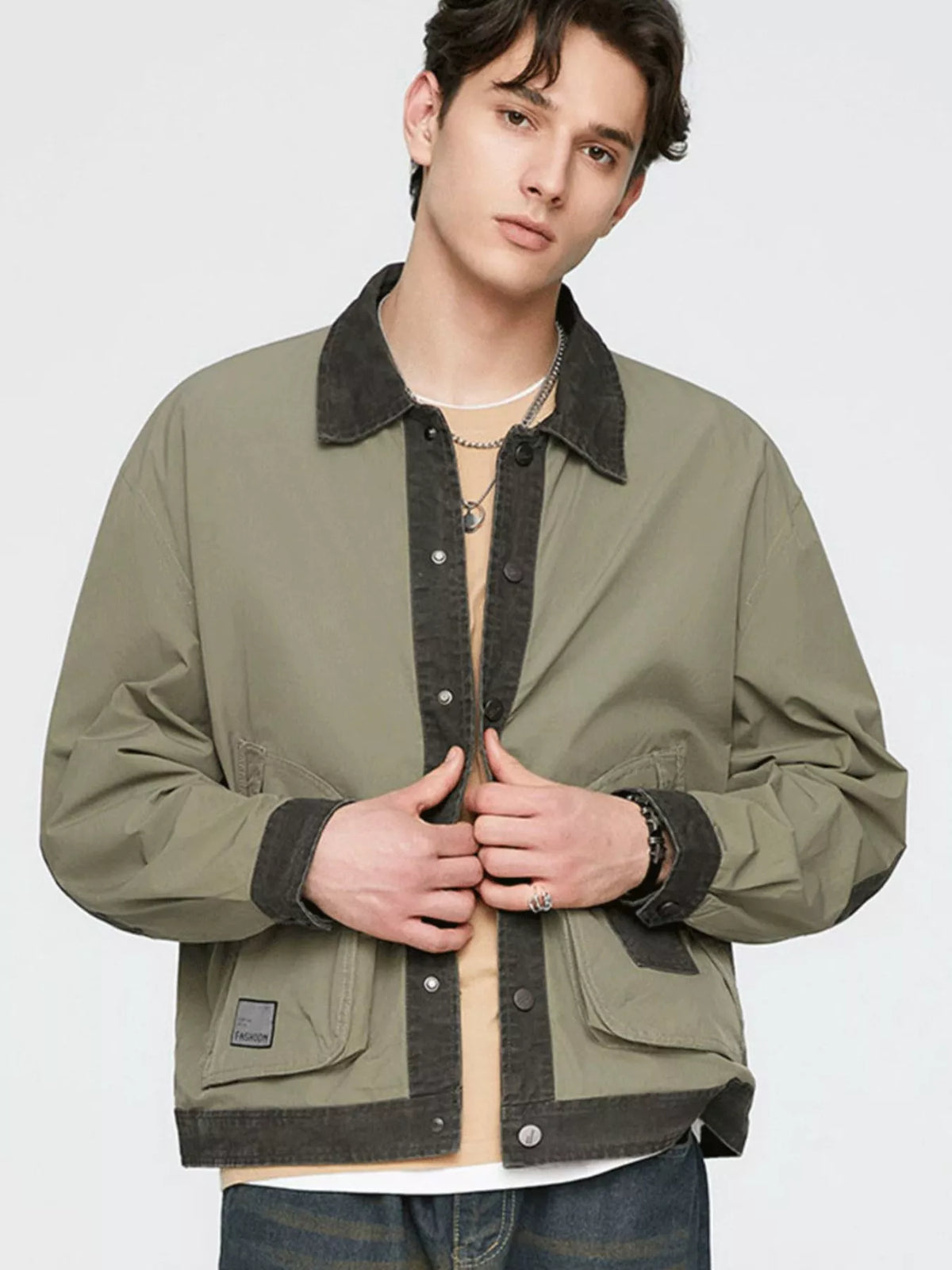 Men's Plus Size Snap Down Long Sleeve Jacket - Lilixa.store
