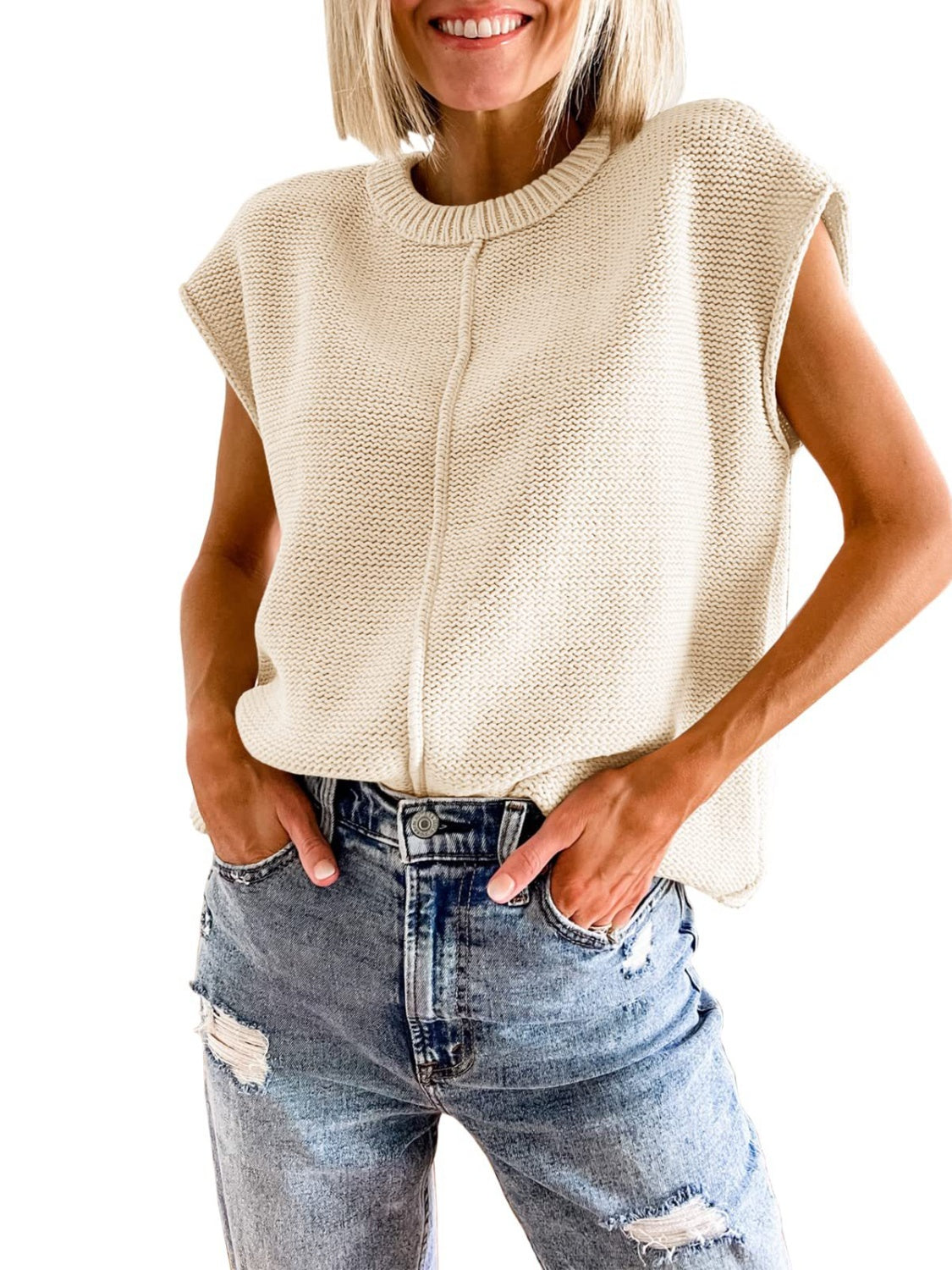 Cap Sleeve Sweater Vest, view 5