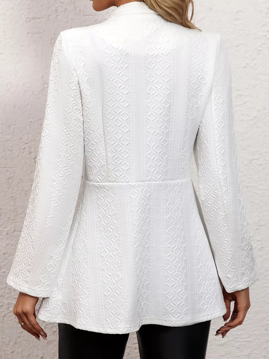 Textured Open Front Slim Fit Blazer - Lilixa.store