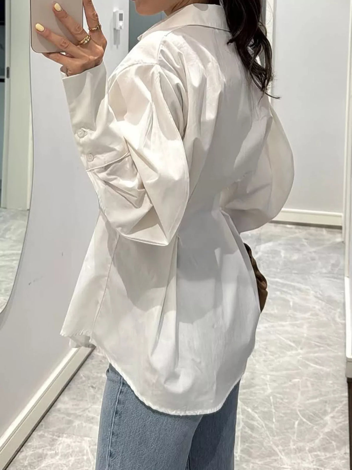 Button-Down Lantern Sleeve Shirt
