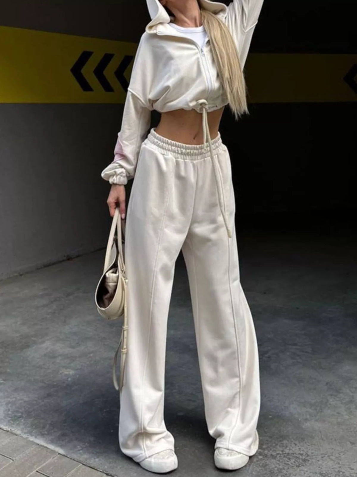 Zip Up Hoodie and Wide-Leg Pants Set - Lilixa.store