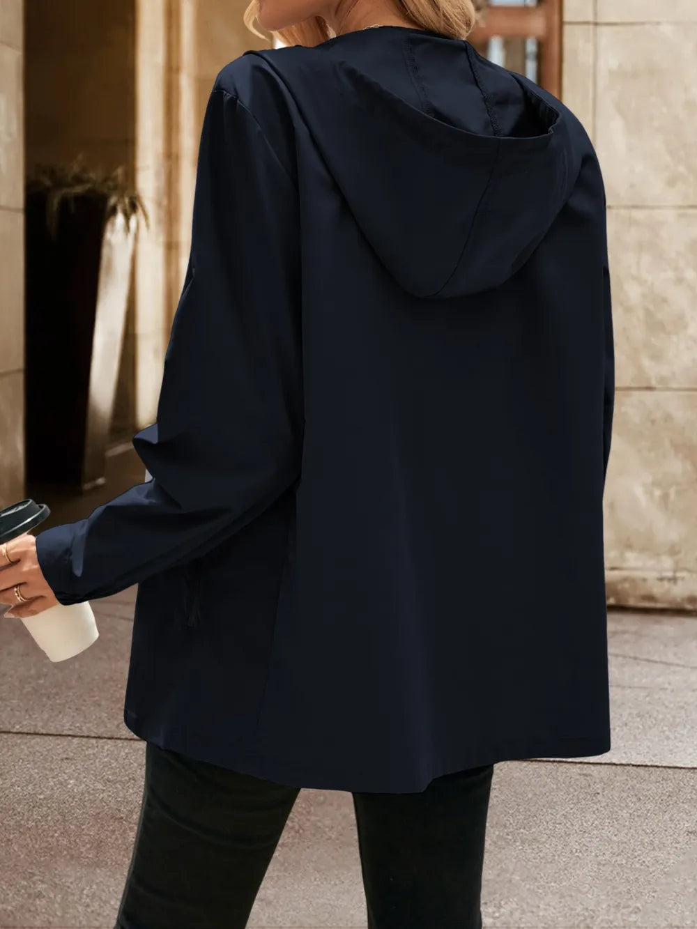 Ivy Lane Pocketed Zip Up Hooded Jacket, view 6