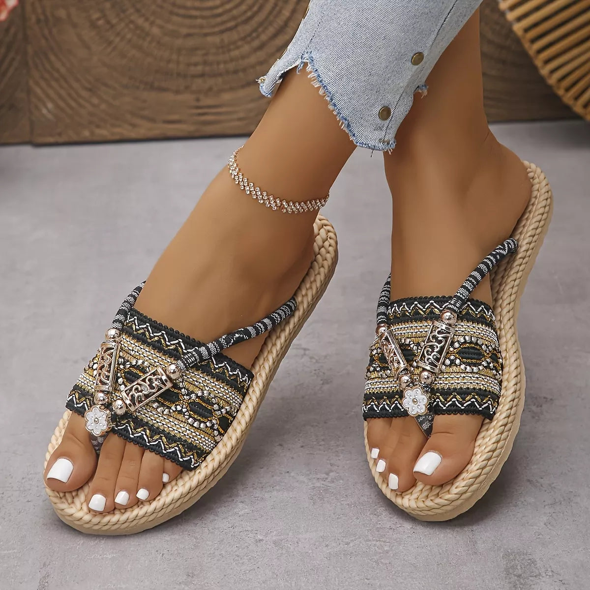Toe Post Woven Sandals