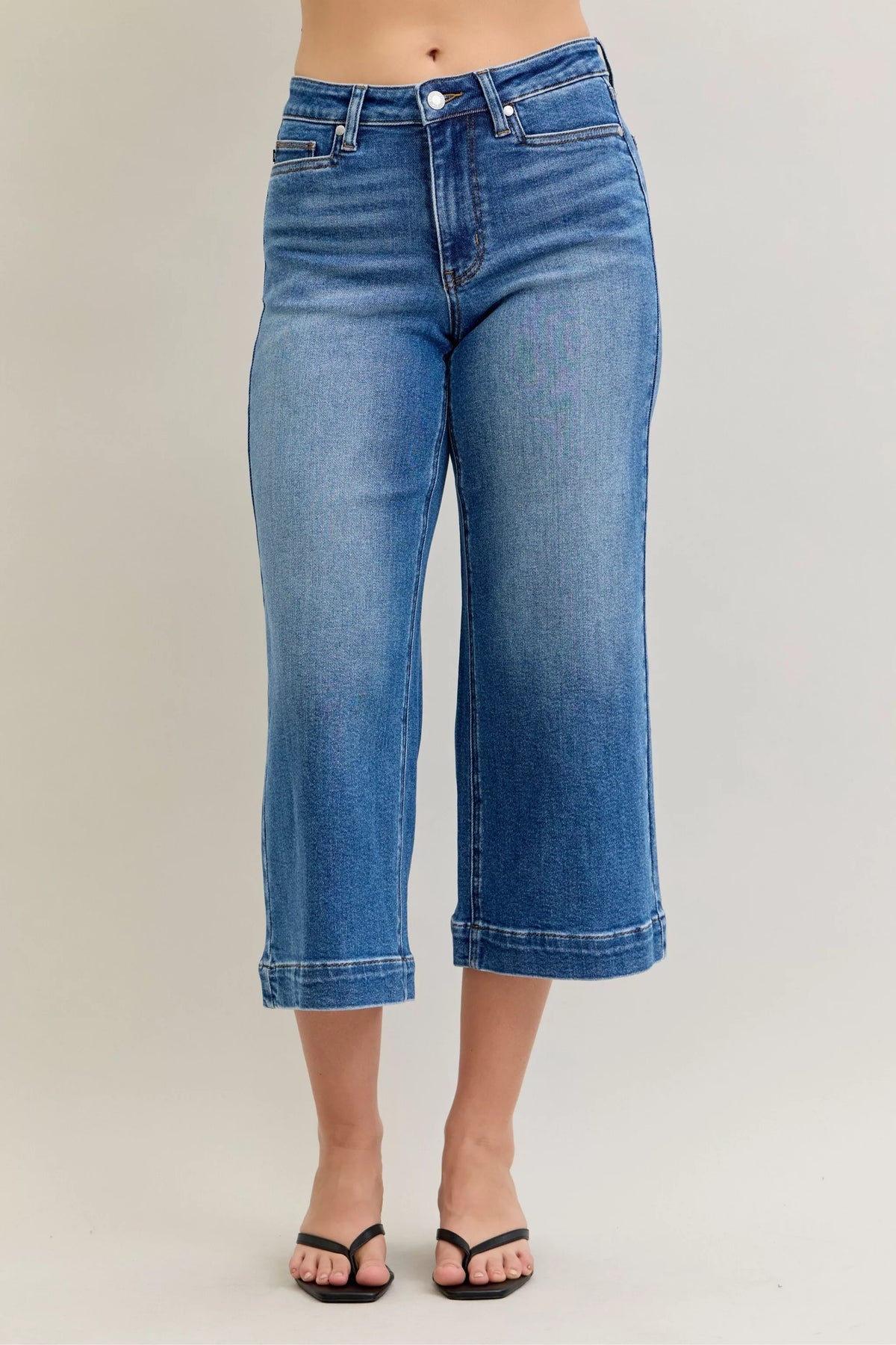 Judy Blue Mid Rise Crop Wide Leg Jeans - Lilixa.store