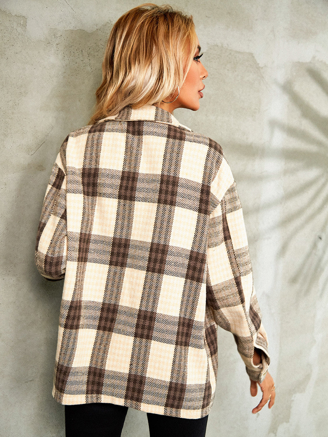 Plaid Button Down Collared Jacket, view 4